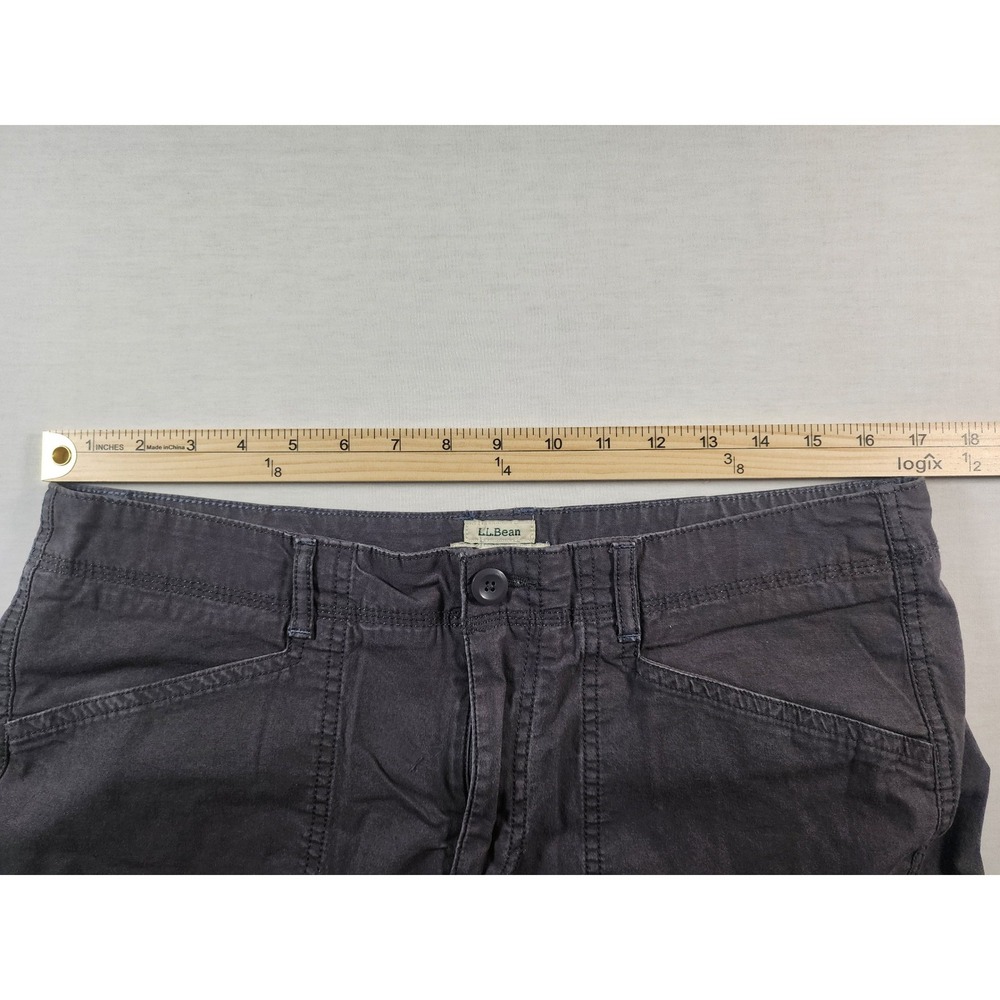 LL Bean Double Knee Favorite Fit Cargo Stretch Pants Womens 12 Gray Straight Leg - Picture 4 of 10